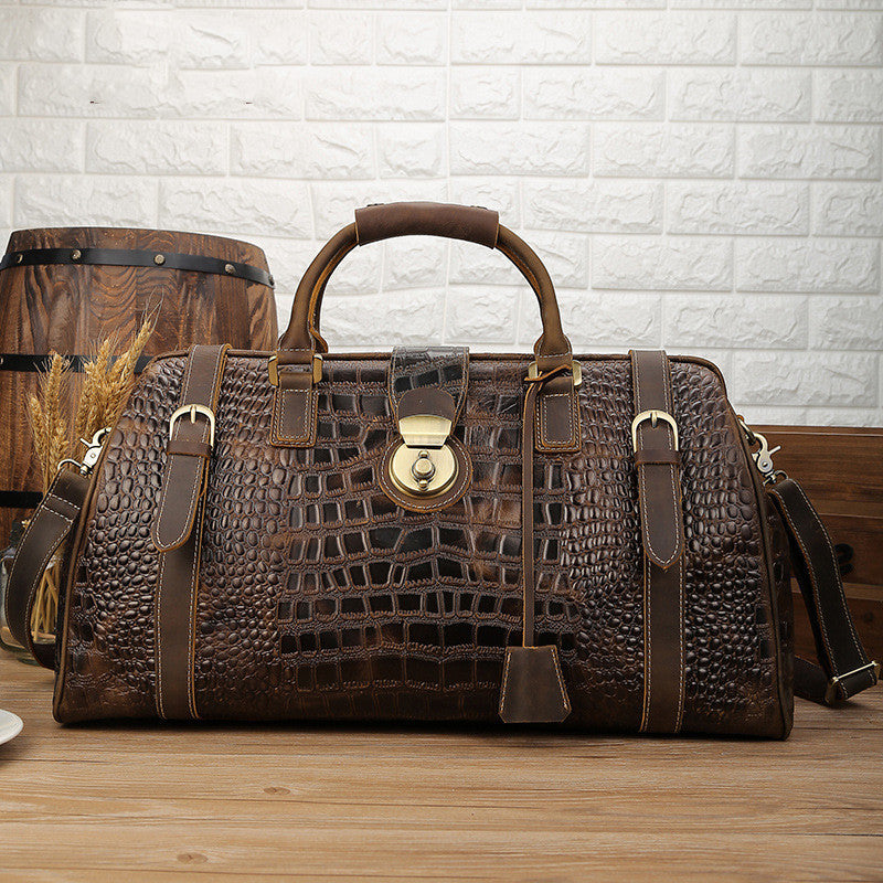 Trendy Men's Leather Pattern Travel Bag